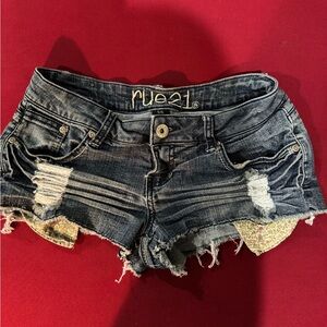 Rue21 Women's Distressed Jean Shorts - Dark Blue